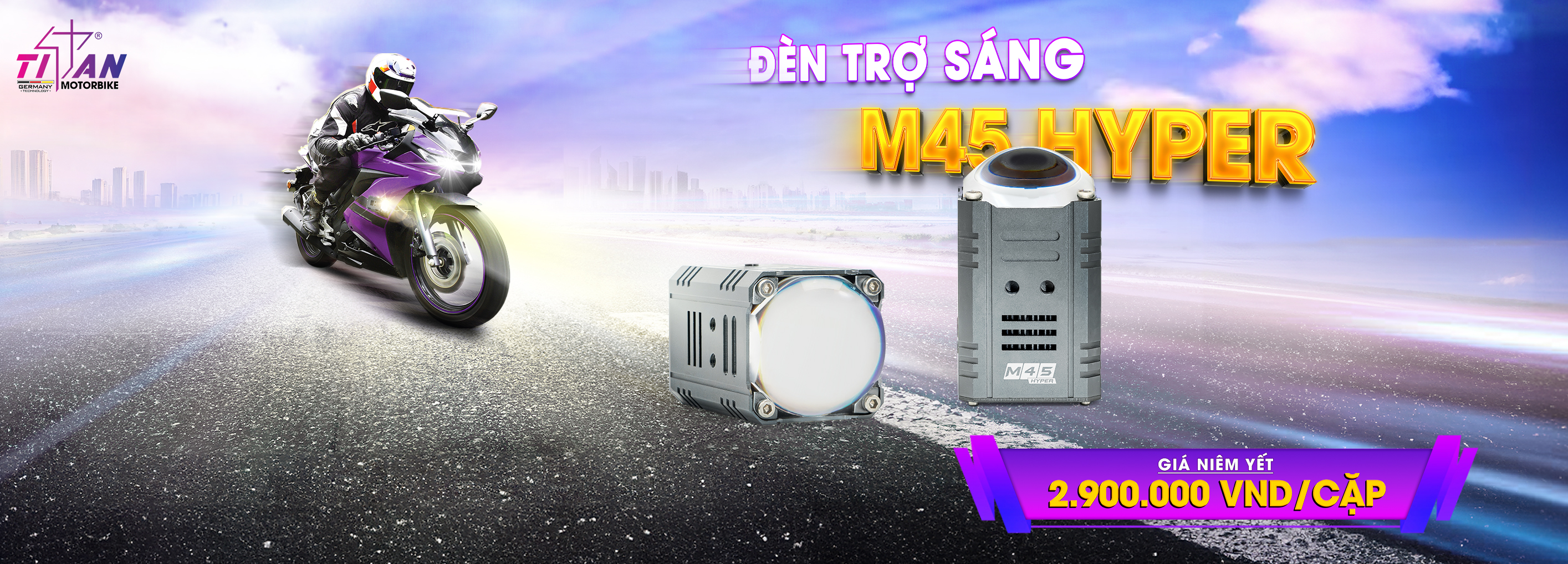 ĐÈN TRỢ SÁNG TITAN MOTO M45 HYPER